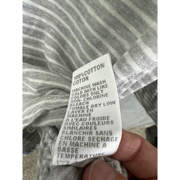 Standard James Perse Sheer Slub Side Panel Shirt Gray White Stripe Size 1 (S) - Picture 9 of 9